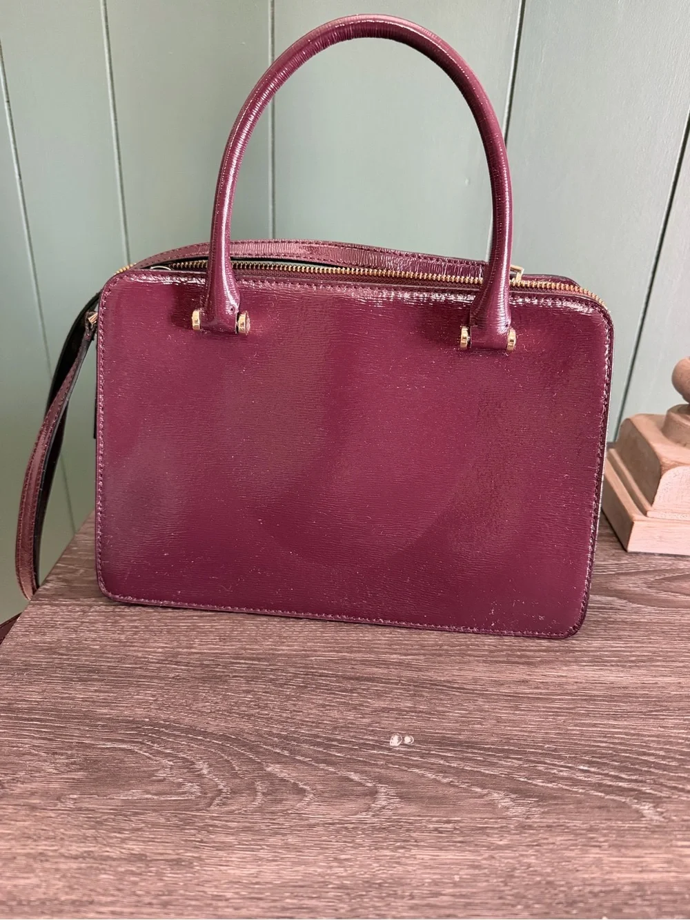 Kate Spade patent leather satchel in Mahogany